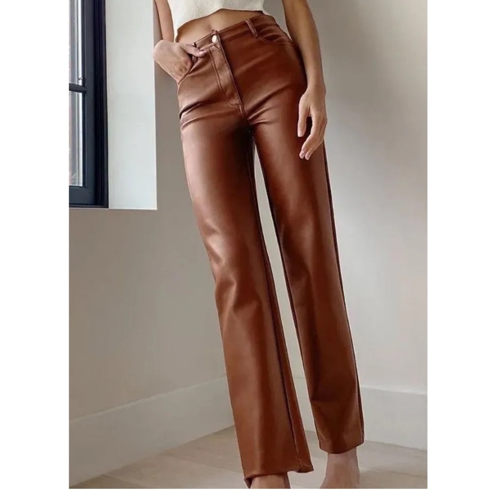 Aritzia Melina Brown Leather Pants